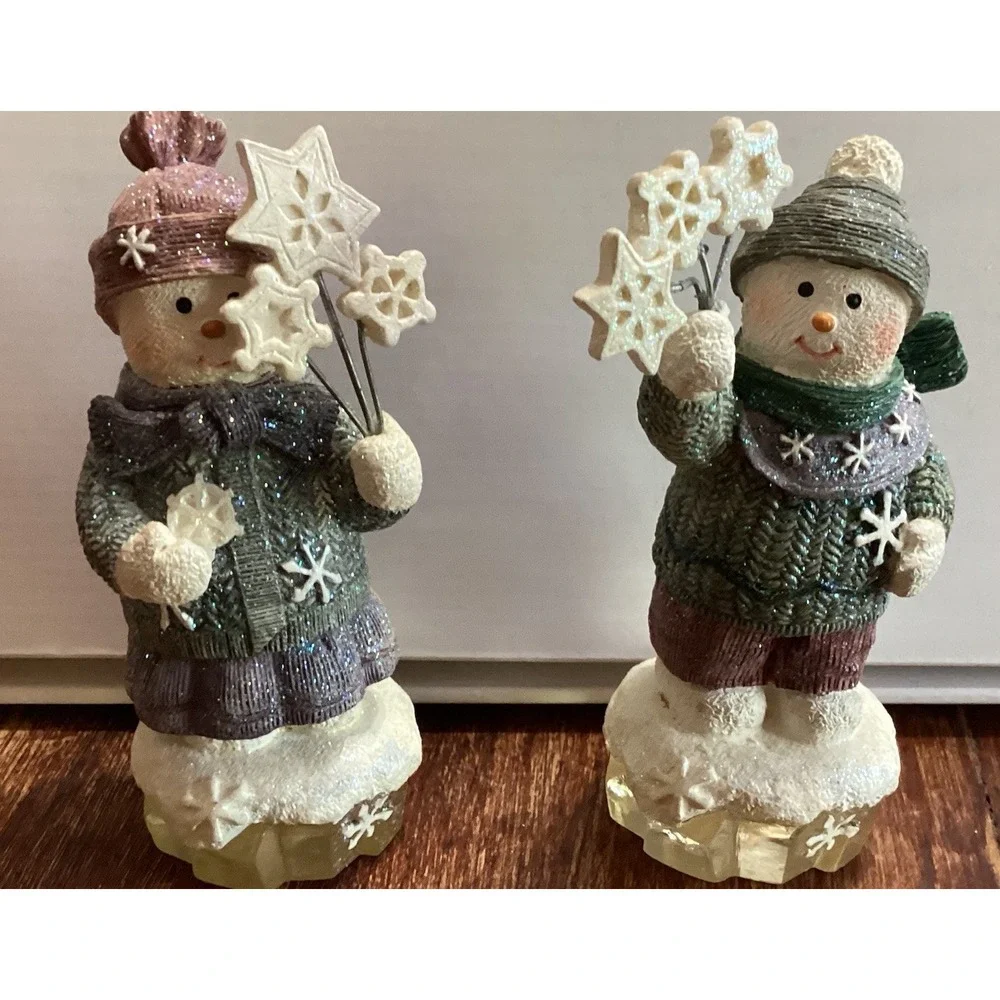 Snow Kid Figurines Resin Star‎ Wand Ice Base Glitter
